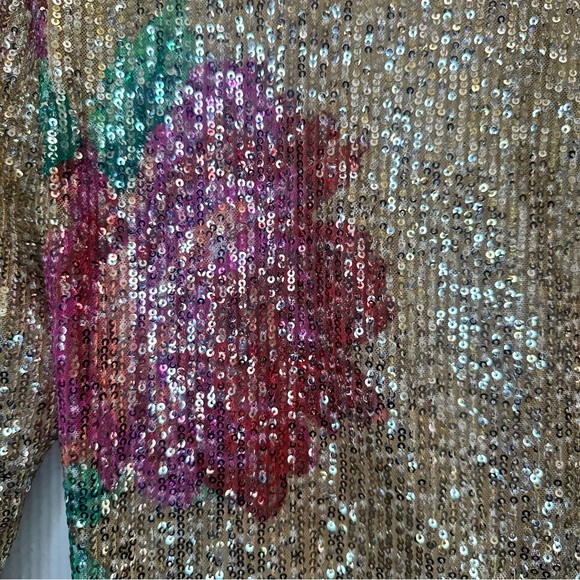 NWT FREE PEOPLE Printed Gold Rush Long Sleeve / Champagne Combo Size Small - Picture 7 of 13